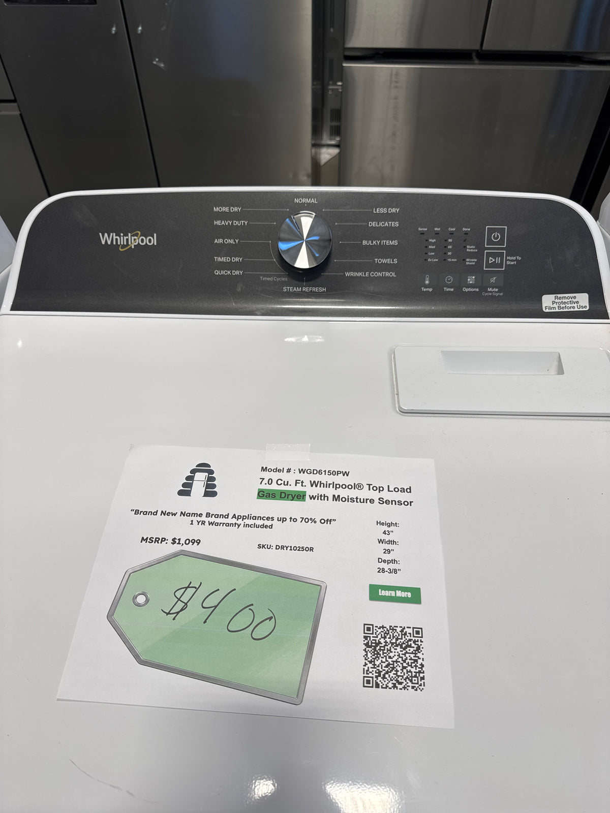 WGD6150PW - Gas Dryers